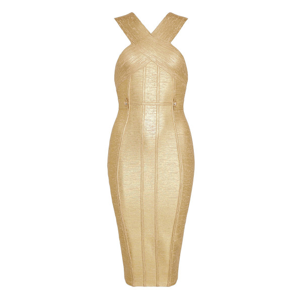 Karen Millen Foiled Bandage Knit Midi Dress