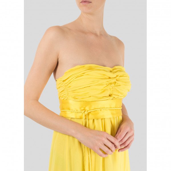 Tibi Strapless Gown with Belt Detail