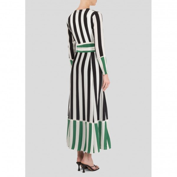 we are LEONE Contrast Silk Robe With Stripes