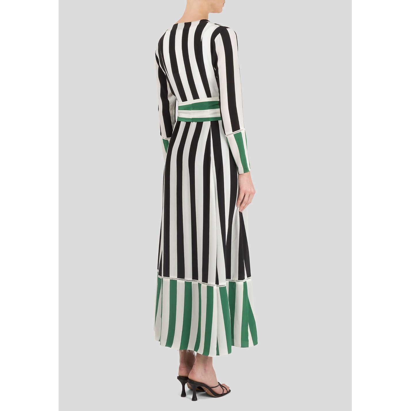 we are LEONE Contrast Silk Robe With Stripes