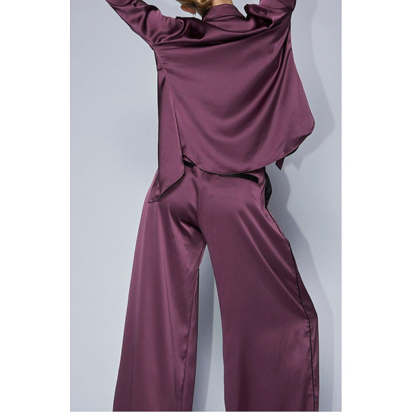 Serena Bute The Relaxed Wide Leg Trouser - Prune Purple Plant Based Satin