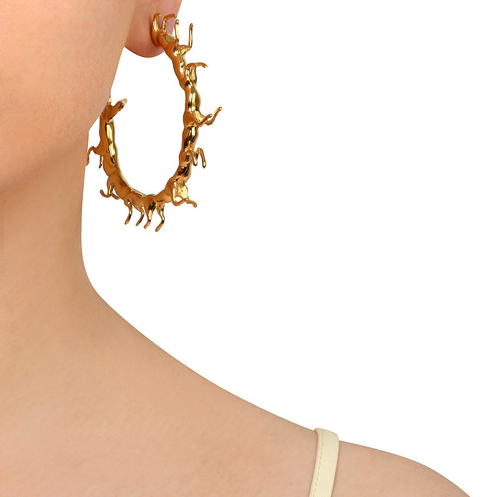 Smith/Grey Hoop Earrings with Horses