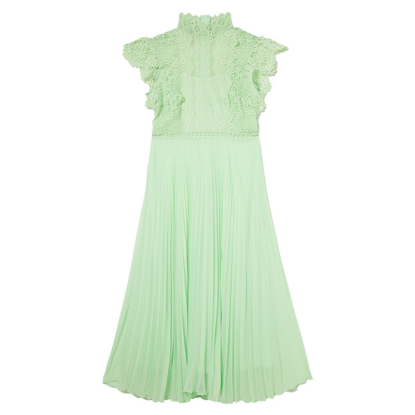 Karen Millen Guipure Lace Pleated Skirt Midi Dress