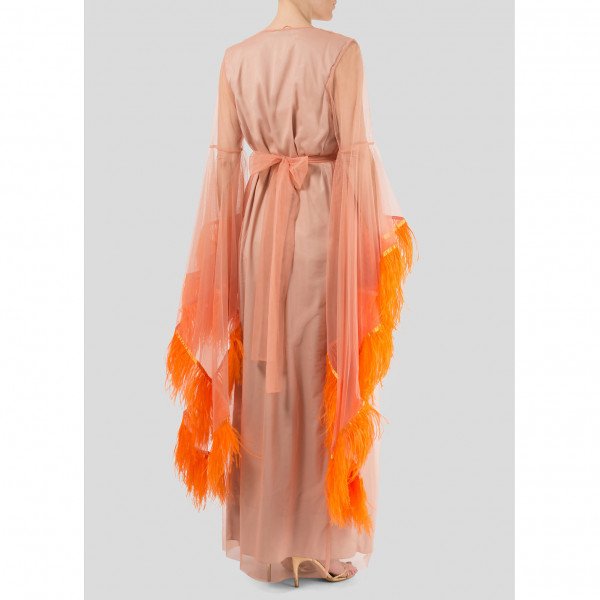 Osman London Evangeline Tulle Feather Boudoir Robe Gown