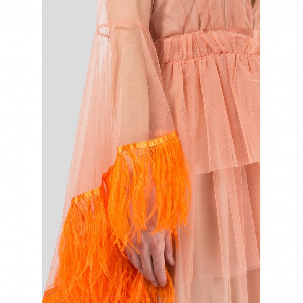 Osman London Evangeline Tulle Feather Boudoir Robe Gown