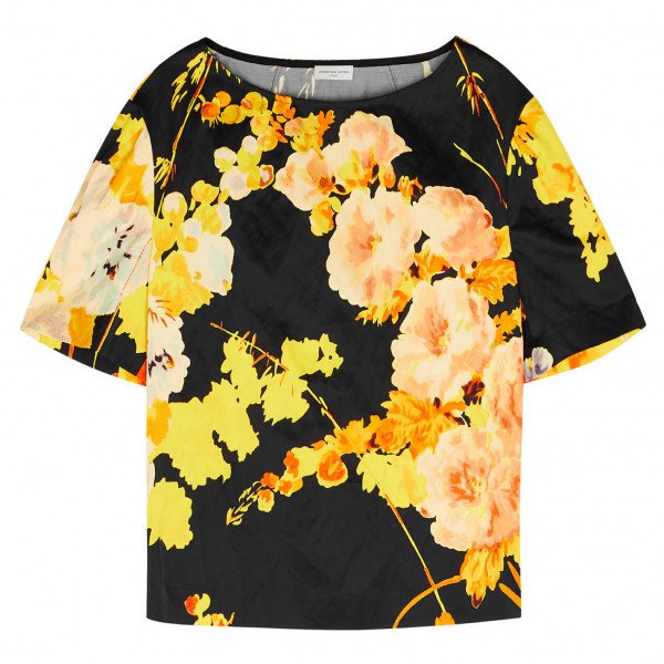 DRIES VAN NOTEN Floral Print Satin Top