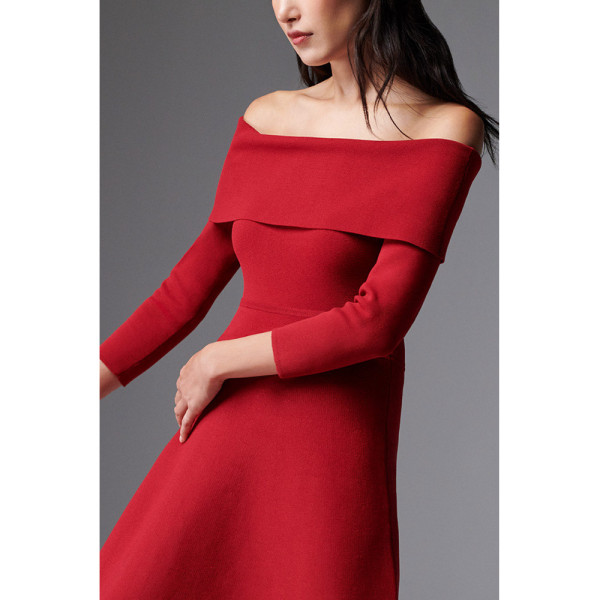 The Fold Orello Midi Dress Garnet Red Sculpt Knit