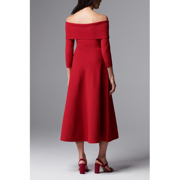 The Fold Orello Midi Dress Garnet Red Sculpt Knit