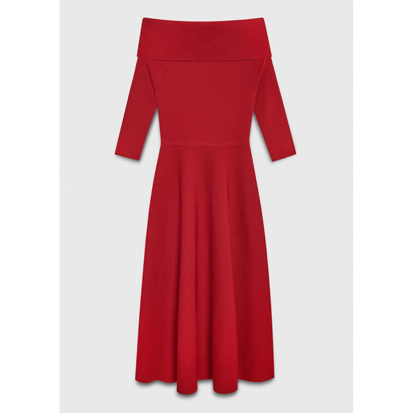 The Fold Orello Midi Dress Garnet Red Sculpt Knit