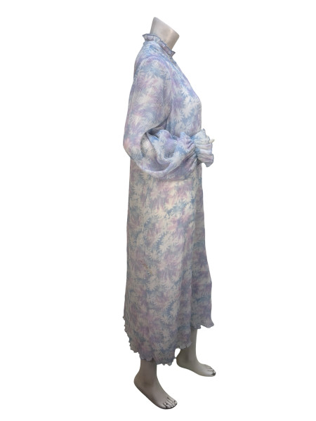 Ganni Sheer Crinkled Pastel Print Dress