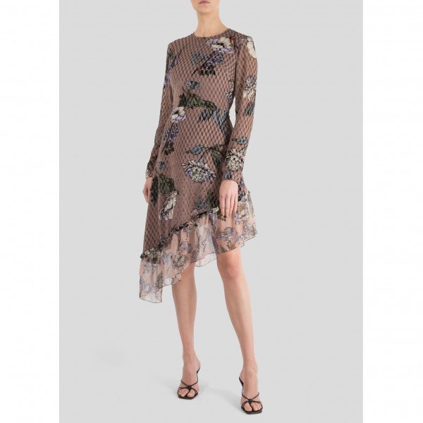 Markus Lupfer Kasey Garden Bloom Velvet Devore Dress