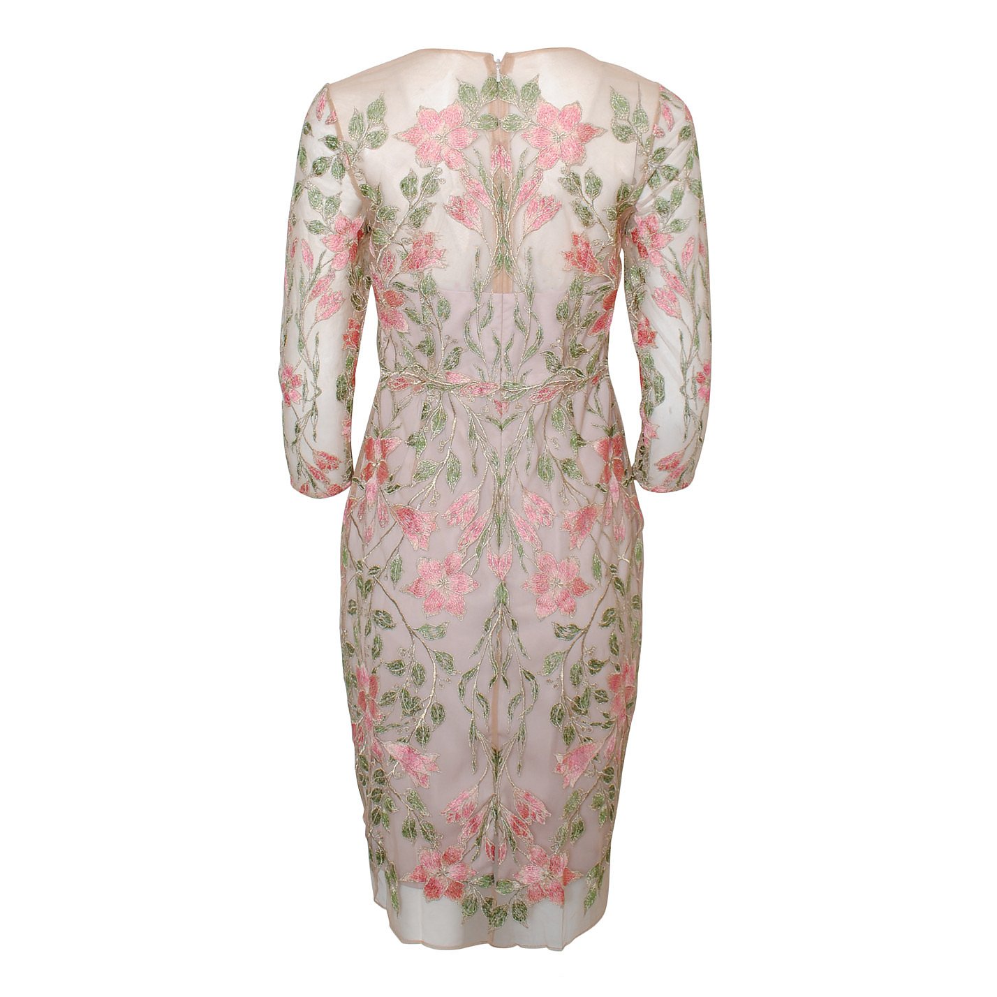 Marchesa Notte Floral-Embroidered Cocktail Dress