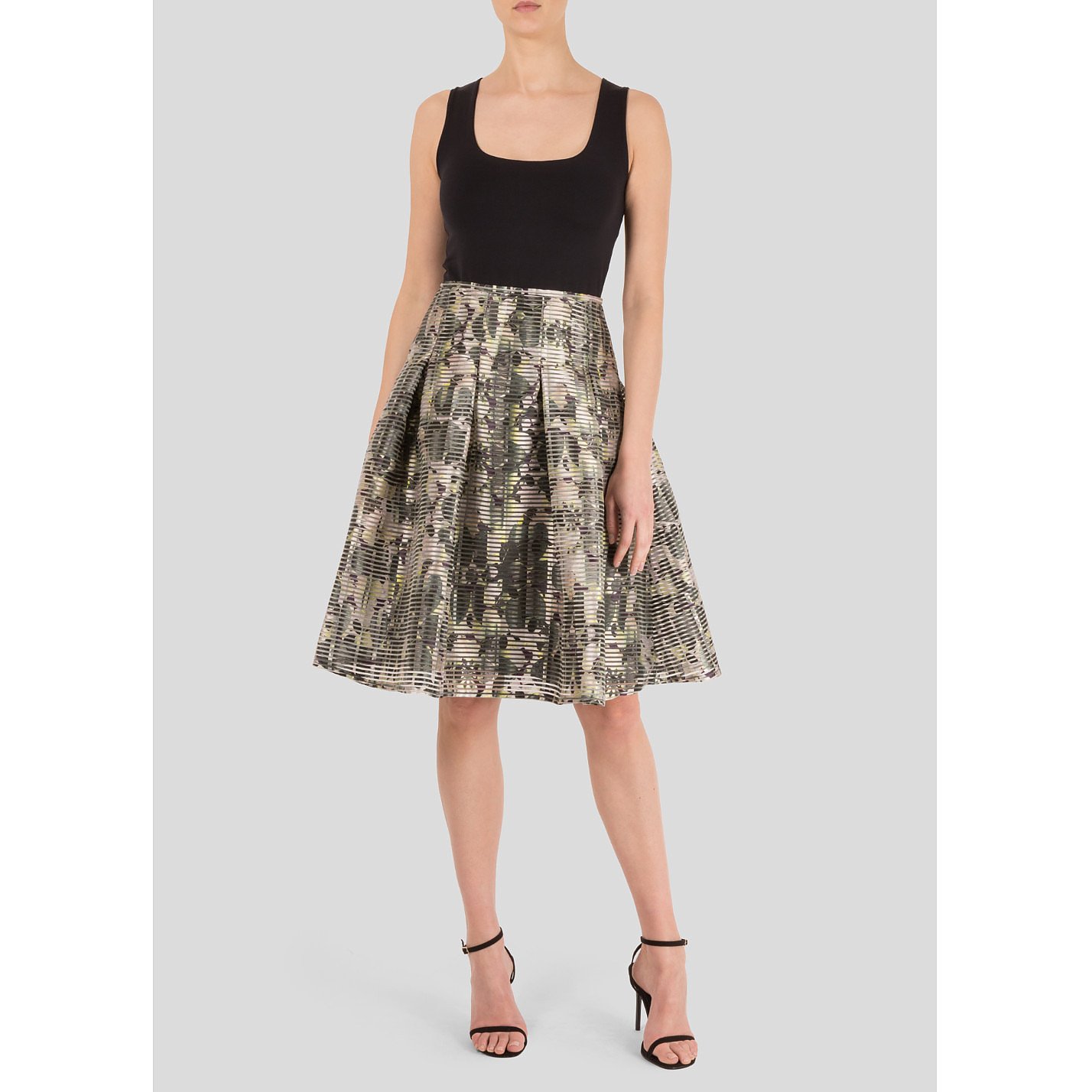 Erdem Pleated Pattern-Print A-Line Skirt