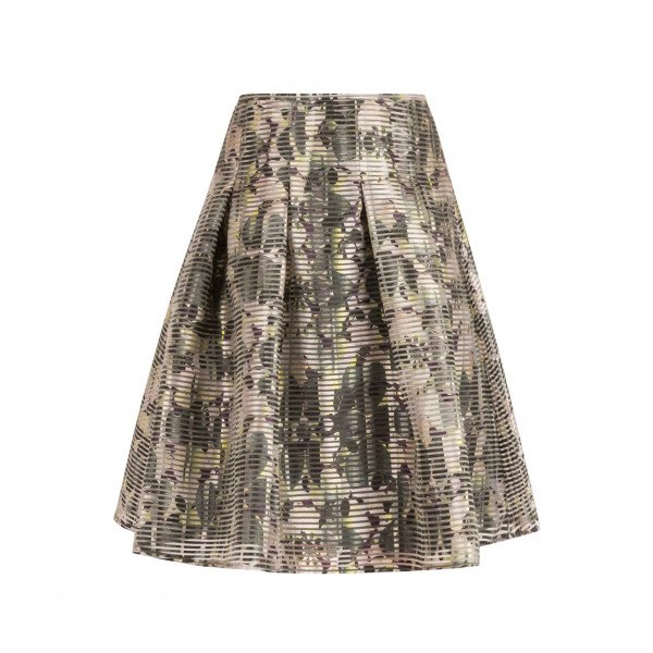 Erdem Pleated Pattern-Print A-Line Skirt