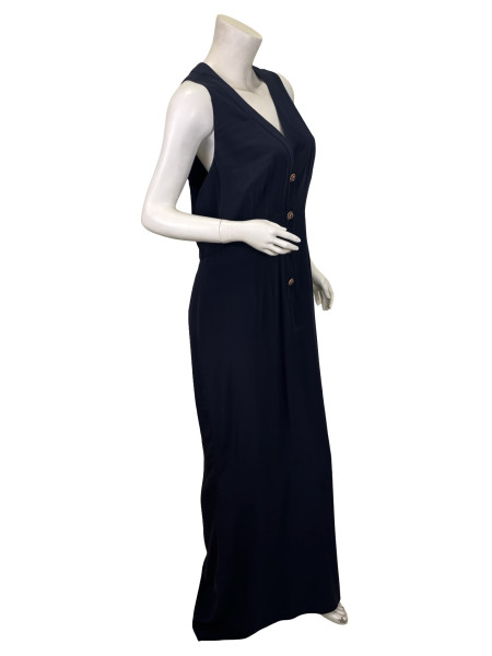 CHANEL Navy Sleeveless Dress – Gold Button Detail