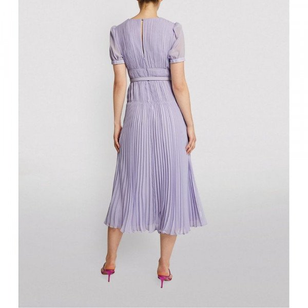 Self-Portrait Chiffon Pleated Midi Dress