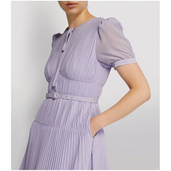 Self-Portrait Chiffon Pleated Midi Dress