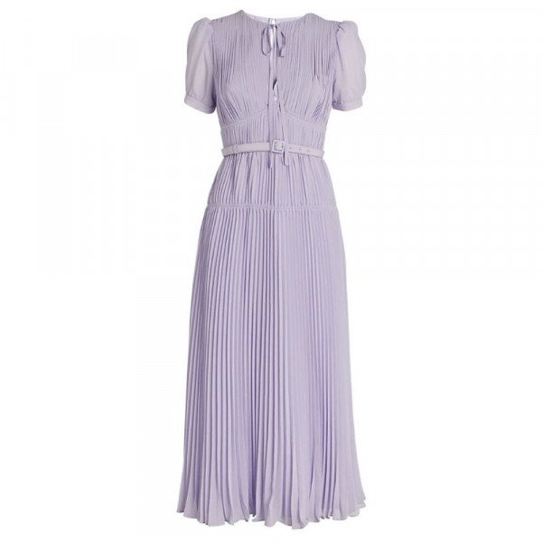 Self-Portrait Chiffon Pleated Midi Dress