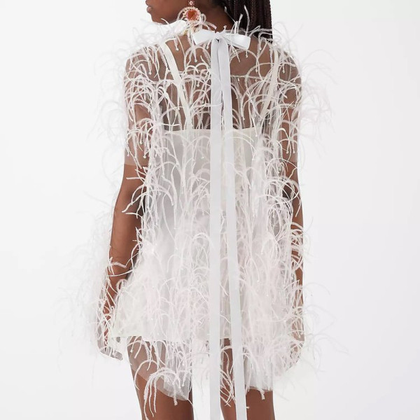 SorchaO'Raghallaigh Two-Tone Tulle Feather Dress