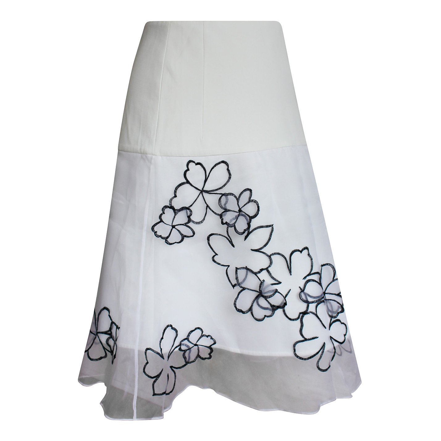 Eudon Choi Floral Appliqué Organza Skirt