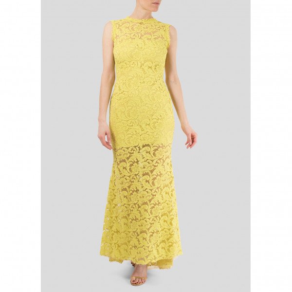 Sophia Kah Sleeveless Lace Maxi Dress