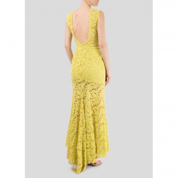 Sophia Kah Sleeveless Lace Maxi Dress