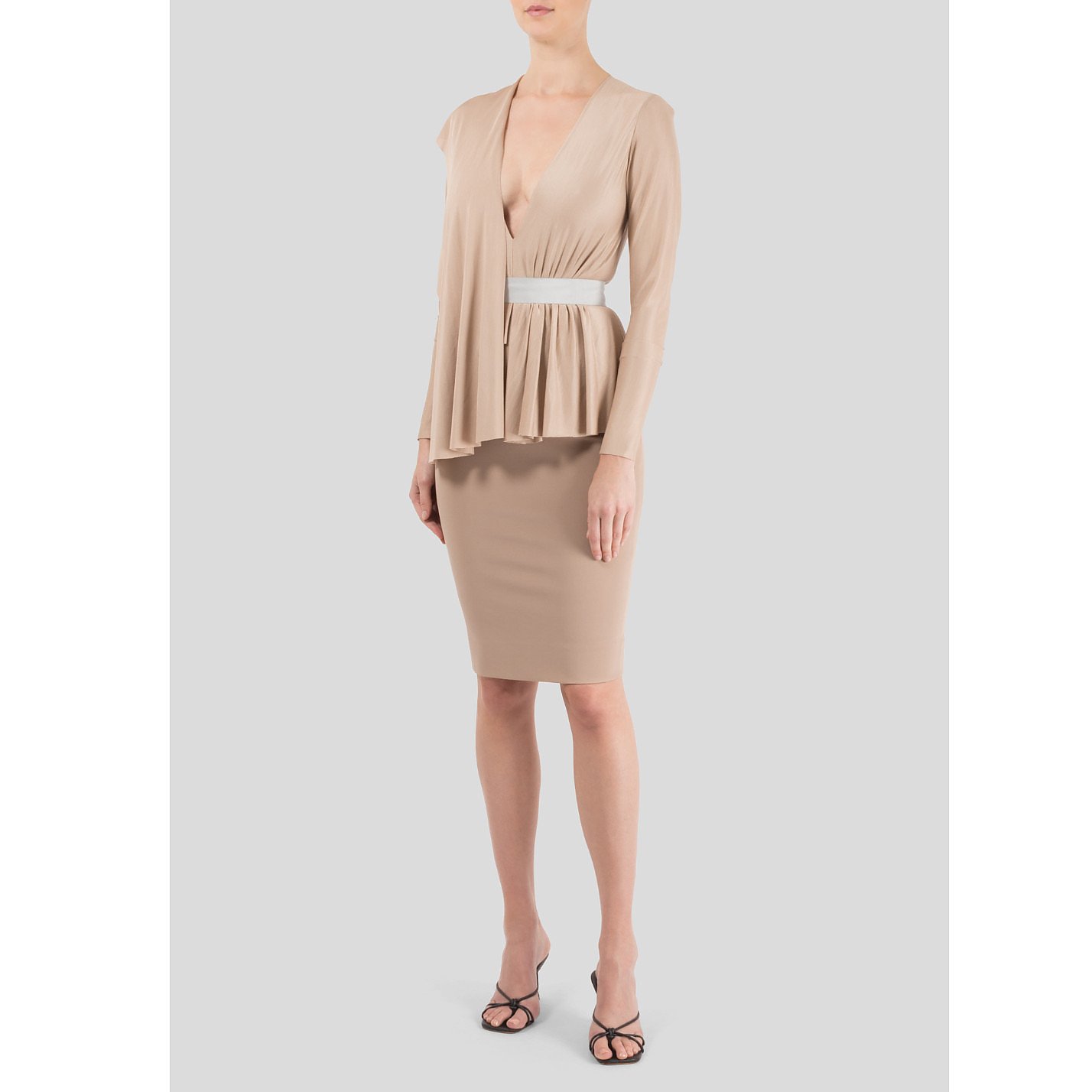 Victoria Beckham Long Sleeve Fitted Dress with Front Panel