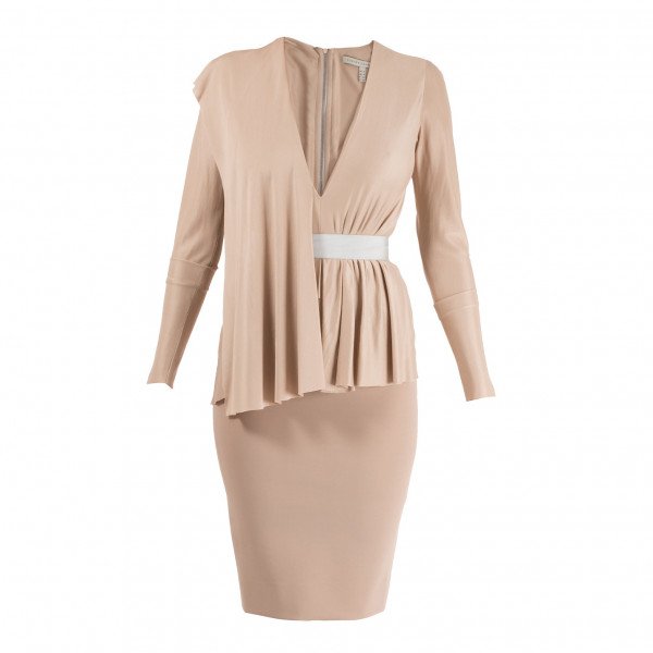 Victoria Beckham Long Sleeve Fitted Dress with Front Panel