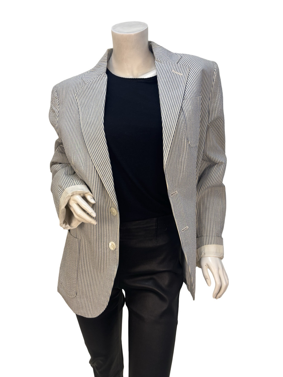 Ralph Lauren Striped Blue Cotton Blazer