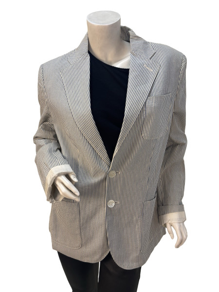 Ralph Lauren Striped Blue Cotton Blazer