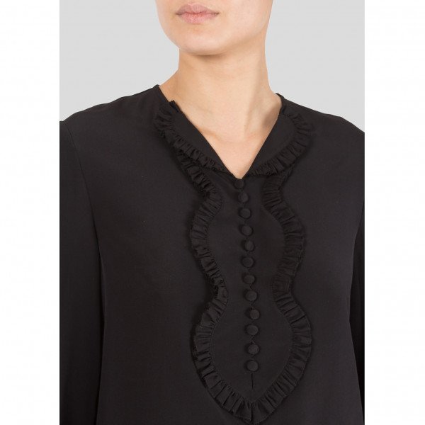 Tory Burch Ruffle-Trimmed Chiffon Bib Blouse