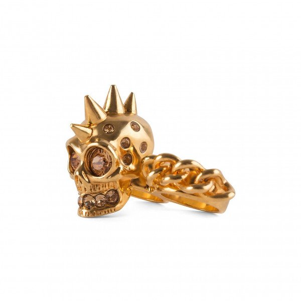 Alexander mcqueen gold deals skull ring