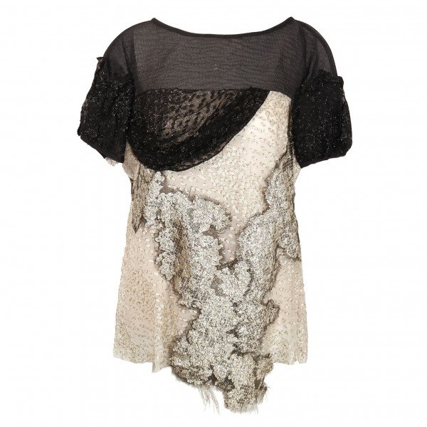 Michael Van Der Ham Lace Trim Contrast Top