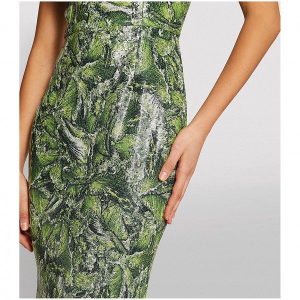 Halpern Embellished Wave Print Gown