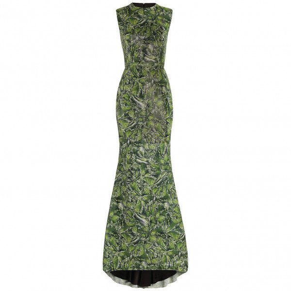 Halpern Embellished Wave Print Gown