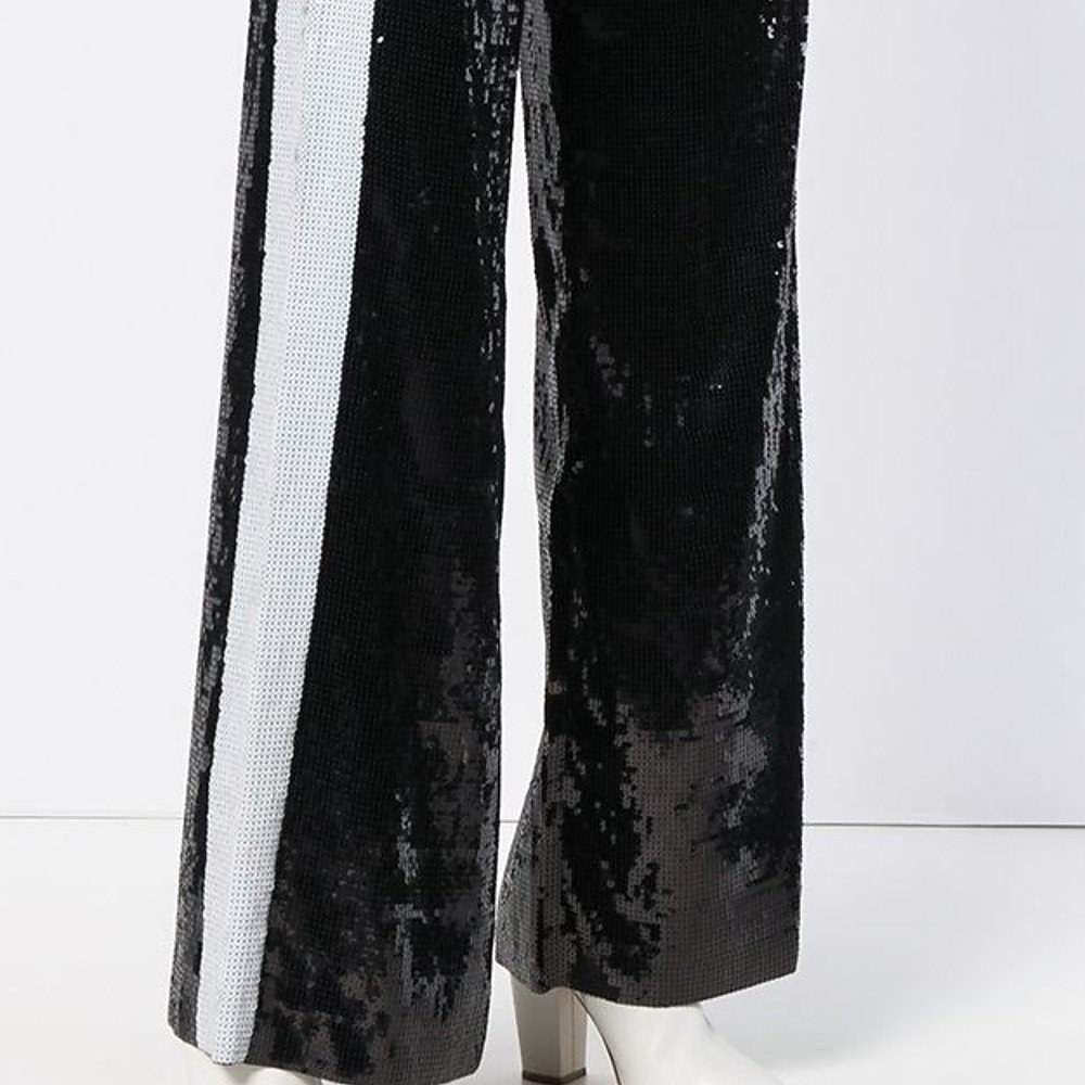 Alberta Ferretti Side Stripe Sequinned Wide Leg Trousers