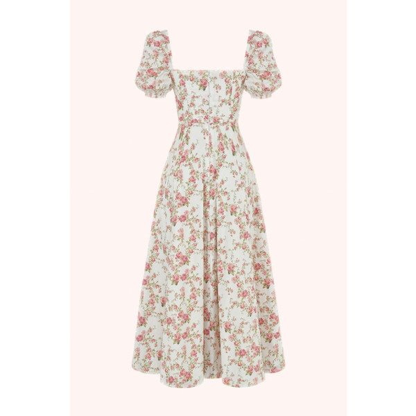 HOUSE OF CB Tallulah Rose Print Puff Sleeve Midi Sundress