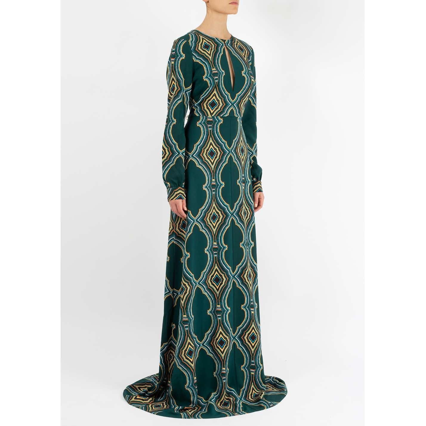 Dhela Printed Keyhole Silk Gown