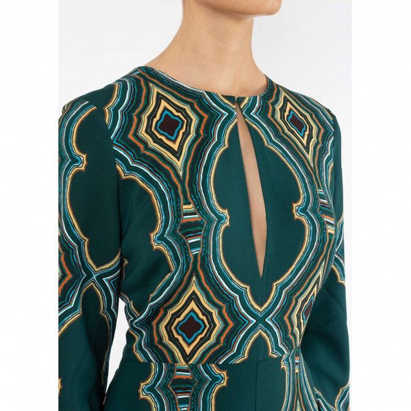 Dhela Printed Keyhole Silk Gown