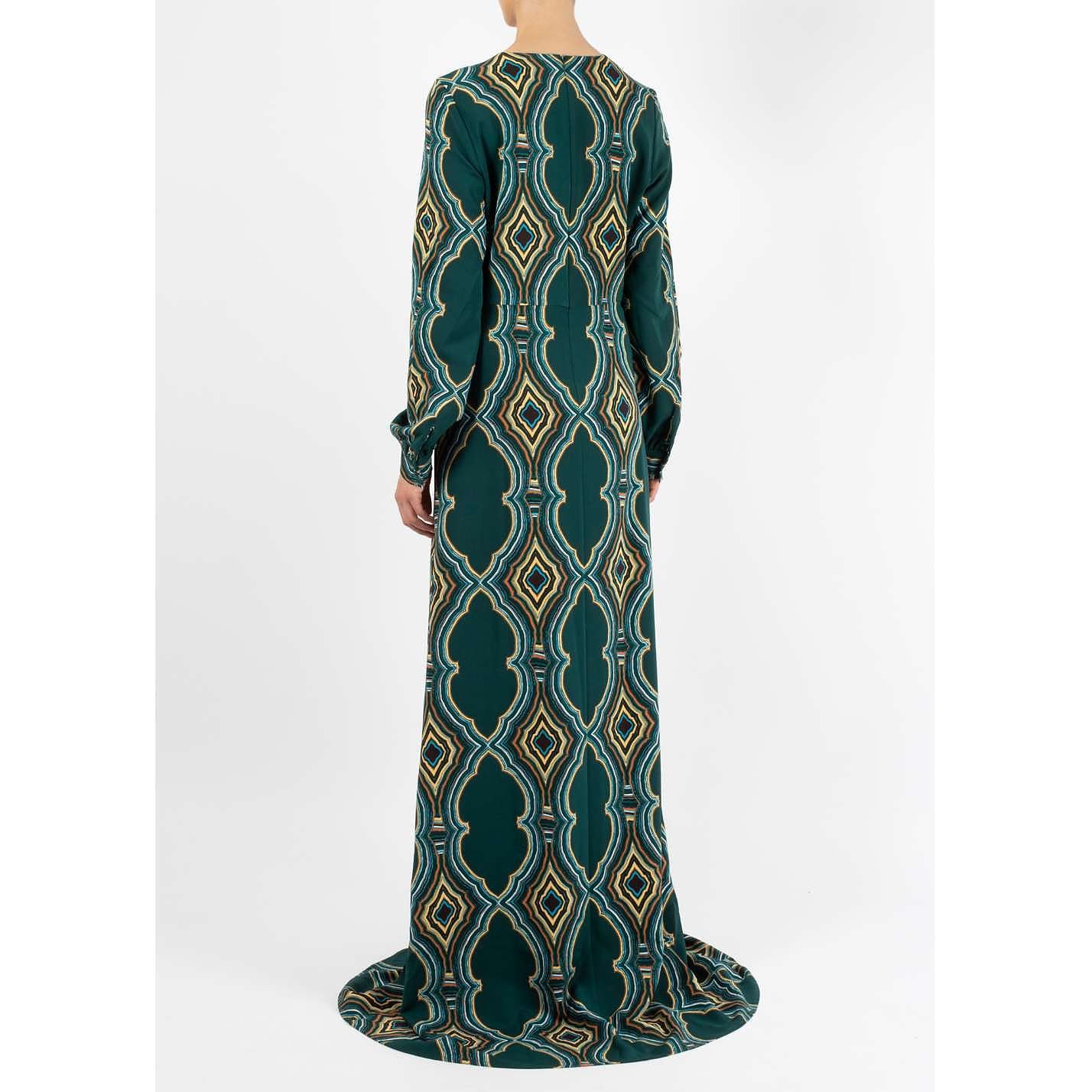 Dhela Printed Keyhole Silk Gown