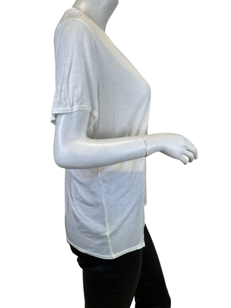HELMUT LANG White Semi-Sheer V-Neck T-Shirt