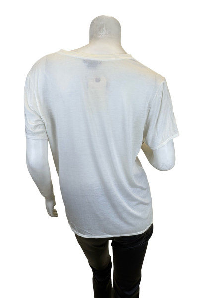 HELMUT LANG White Semi-Sheer V-Neck T-Shirt