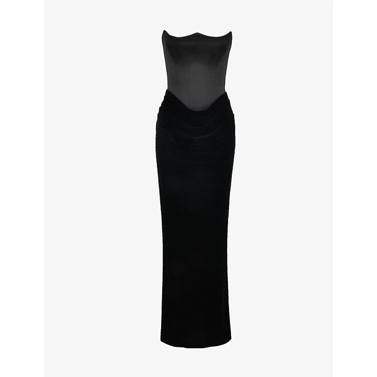 HOUSE OF CB Persephone Black Velvet Strapless Corset Maxi Dress