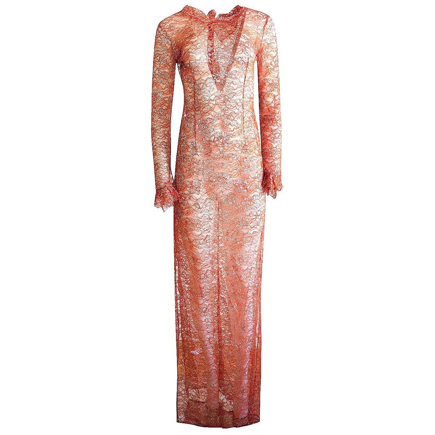 Emilio De La Morena Metallic Lace Dress