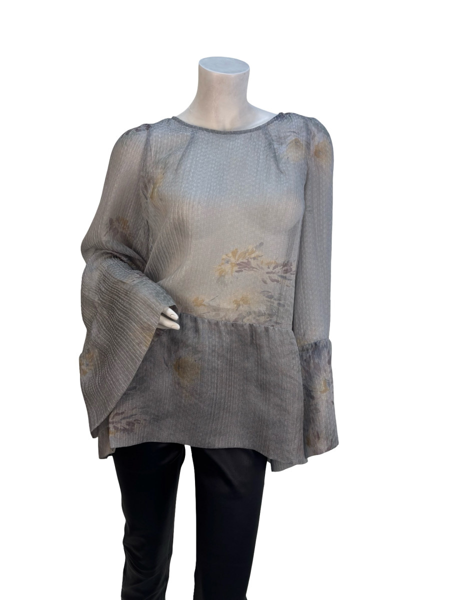 DRIES VAN NOTEN Textured Floral Top in Silk Blend