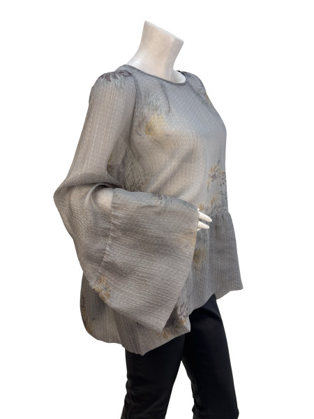 DRIES VAN NOTEN Textured Floral Top in Silk Blend