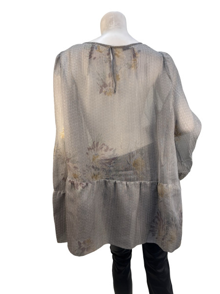 DRIES VAN NOTEN Textured Floral Top in Silk Blend
