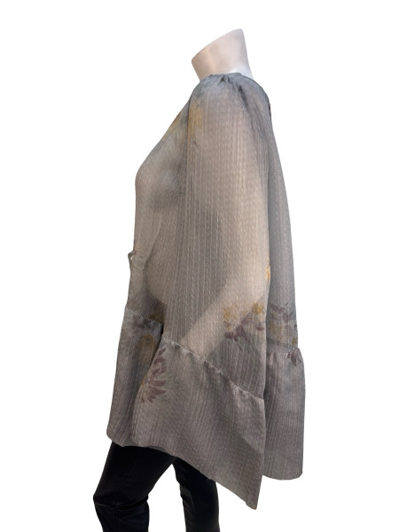 DRIES VAN NOTEN Textured Floral Top in Silk Blend