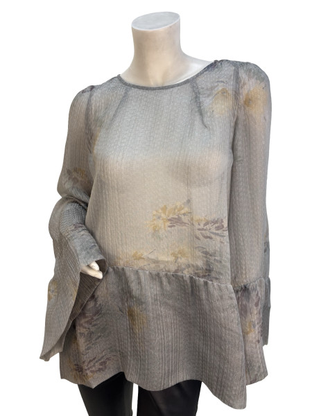 DRIES VAN NOTEN Textured Floral Top in Silk Blend