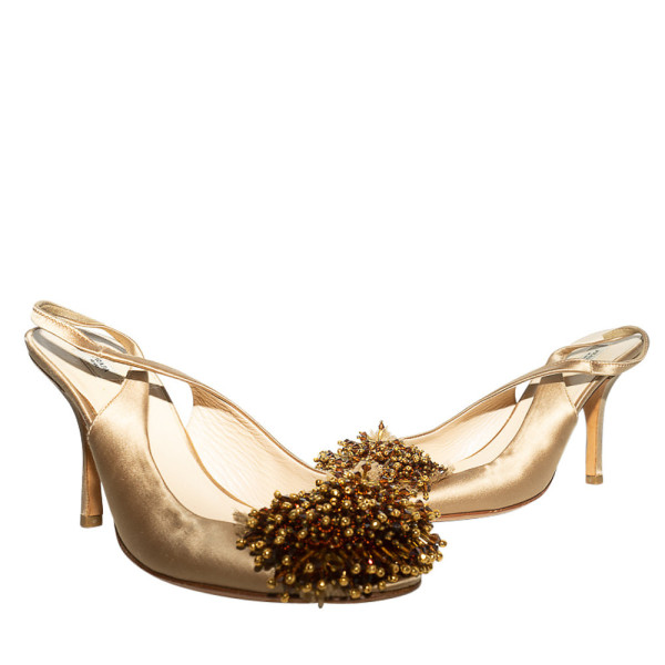 Prada gold discount slingback